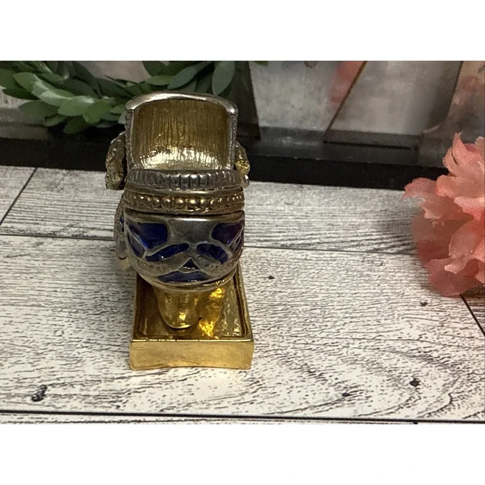 Enameled Cloisonné High Heel Magnetic Blue‎ Gold Trinket Box Crystal Bejeweled